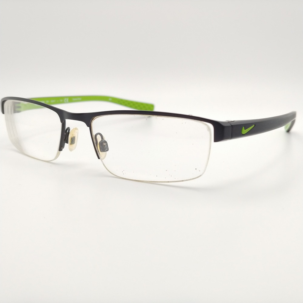 Nike Eyeglasses Mens 52-17-140 Black Green 8095 001 Semi Rimless Frames